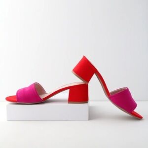 Lulu's Vibrant Pink and Red Block Heels